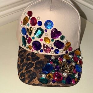 Embellished Leopard Print Baseball Cap - Multicolor